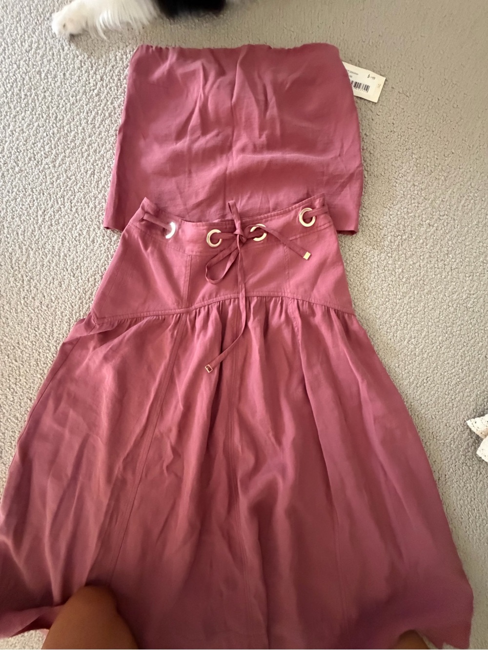 ba&sh Dusty Rose Lace-Up Tiered Skirt and top to match